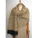 Black & Gold stripe 100% raw Silk Scarf - Shawl - Pashmina