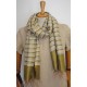 Green striped 100% raw Silk Scarf - Shawl - Pashmina