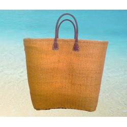 Yellow straw beach handbag