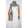 White grey cotton Handmade Handbag