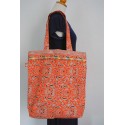 Orange Cotton Handbag - big size , ideal for Beach bag