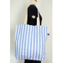 White & Light Blue Striped cotton handbags