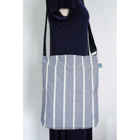 Blue Striped cotton handbags - Handmade Greece