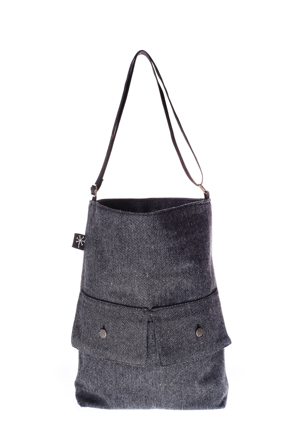 dark grey shoulder bag