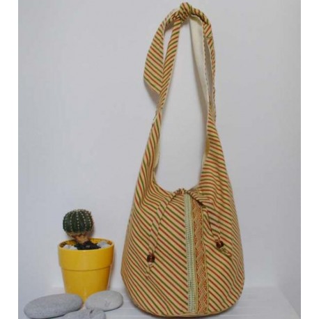 A & M handbag Yellow - Green Striped 