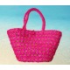 Pink straw handbag