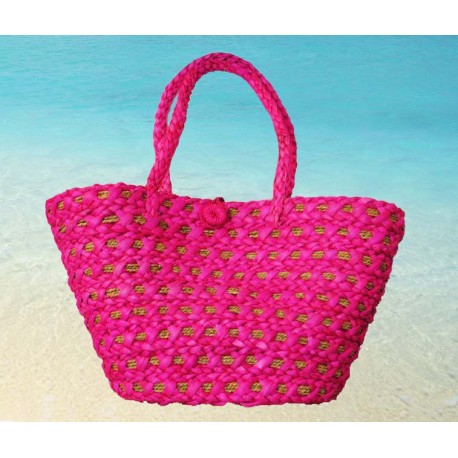 Pink straw handbag