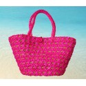 Pink straw handbag